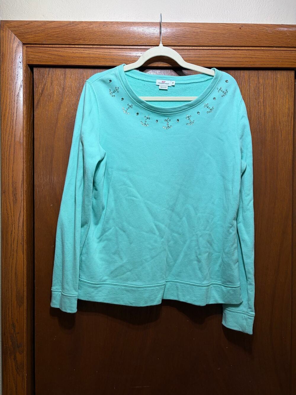 Vineyard Vines Anchor Rhinestone Sweatshirt Pullover Blue Medium Cotton